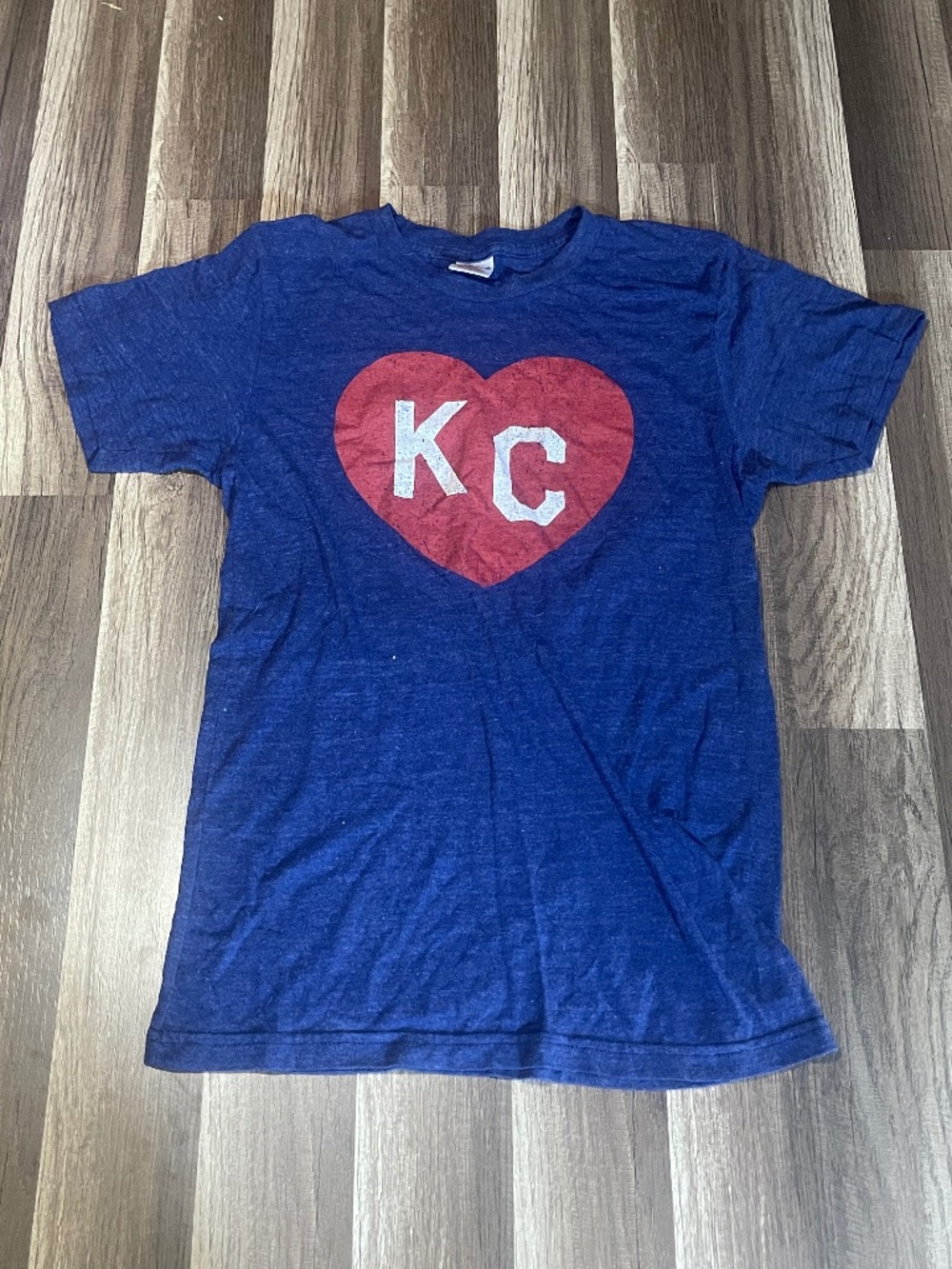 Blue KC Heart T-shirt Charlie Hustle Size Small